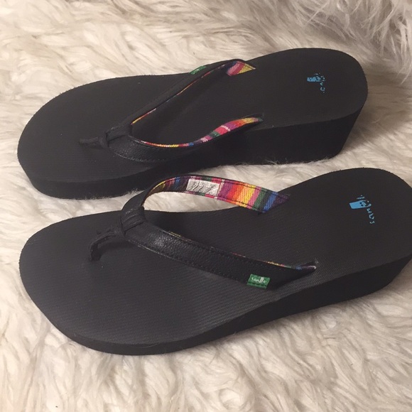 Sanuk | Shoes | Sanuk Wedge Platform Flip Flops | Poshmark